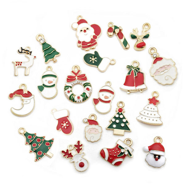 Emalj Jul Candy Cane Charms Flower Charms DIY Smycken Ma Random 38pcs