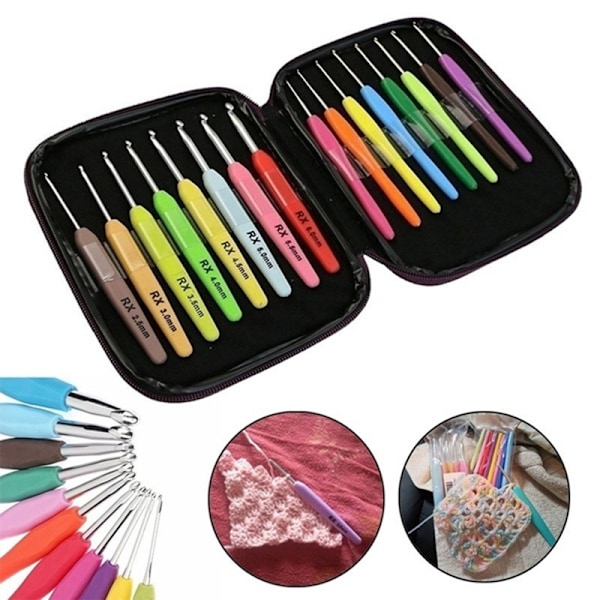 8st färgade virknålar Garnstickning s Set Tool Kit 8pcs-without box