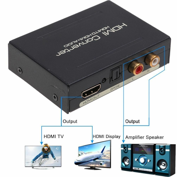 1080P o Extractor Converter Splitter HDMI till HDMI &amp; Optisk SPD Black