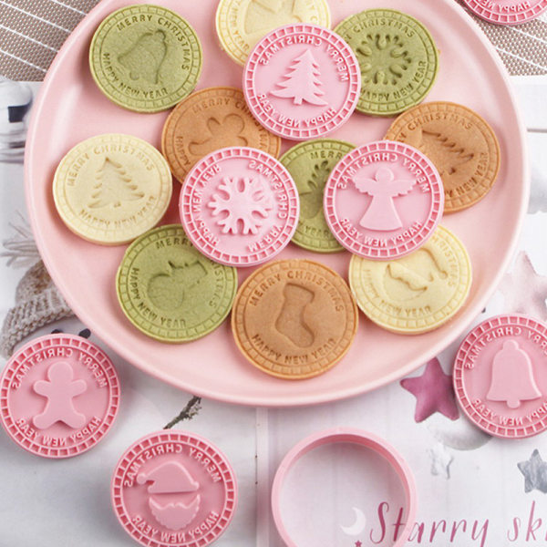 9 Styck God Jul Cookie ter Set XMAS Tree Embosser Stamp