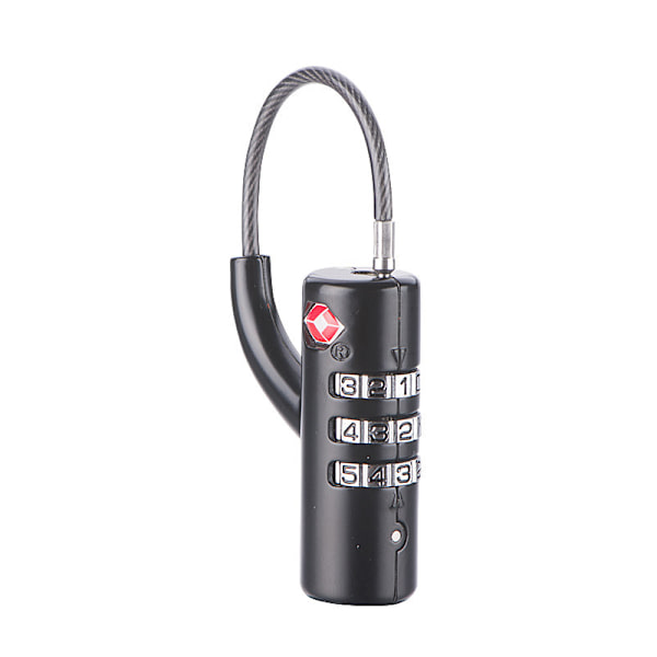Bärbar säkerhet TSA Customs Code Lock Lösenord Stålkabel Black
