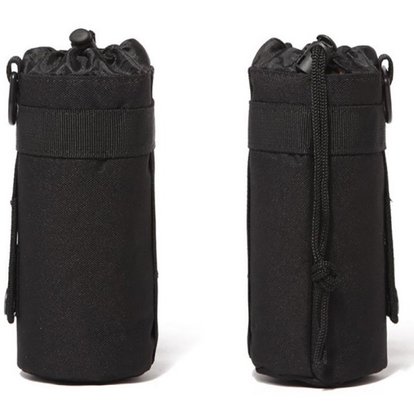 Tactical Water Bottle Pouch Travel Molle Kettle Bag Holder Bott Black