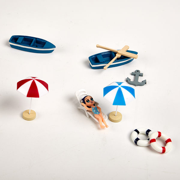mini konstgjord solstol parasoll micro fairy garden miniatu C