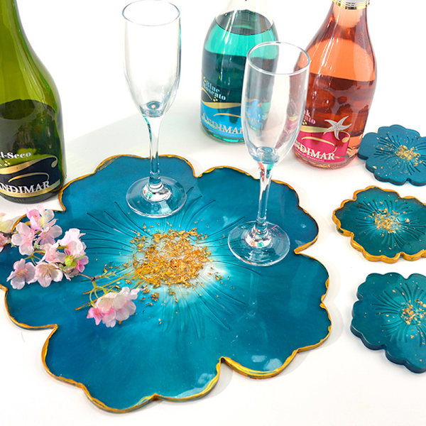 1Set Underlägg Molds Blommor Bricka Kopp Mold För gör-det-själv D