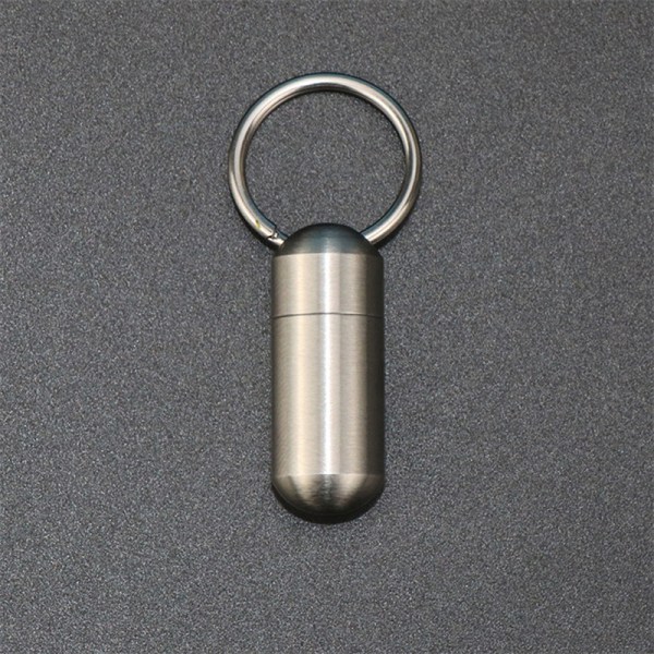 Pillerhållare Bärbar vattentät metallkapsellåda Nyckelring