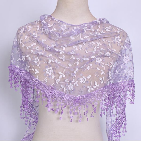 1st Kvinnor Mode Triangel Wrap Lady Sjal Blomma Lace Scarf Sh Purple