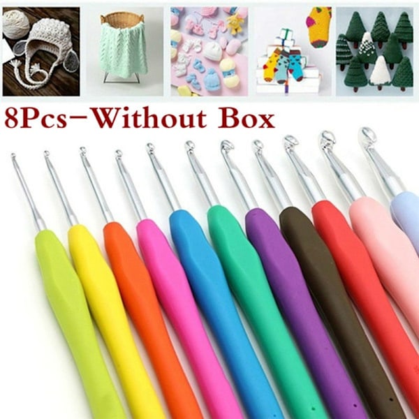 8st färgade virknålar Garnstickning s Set Tool Kit 8pcs-without box