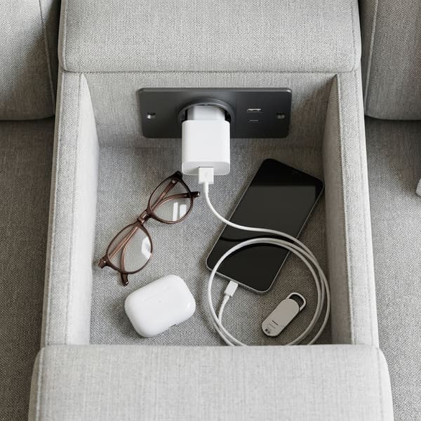 Innfelt møbelstrømuttak 1 Schuko-kontakt med USB-A USB-C-porter, innebygd strømenhet for arbeidsstasjon nattbord sofa