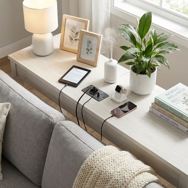 Innfelt møbelstrømuttak 1 Schuko-kontakt med USB-A USB-C-porter, innebygd strømenhet for arbeidsstasjon nattbord sofa
