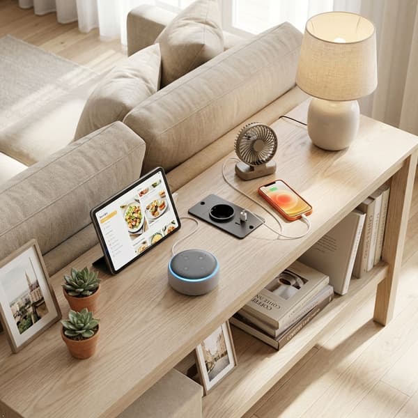 Innfelt møbelstrømuttak 1 Schuko-kontakt med USB-A USB-C-porter, innebygd strømenhet for arbeidsstasjon nattbord sofa