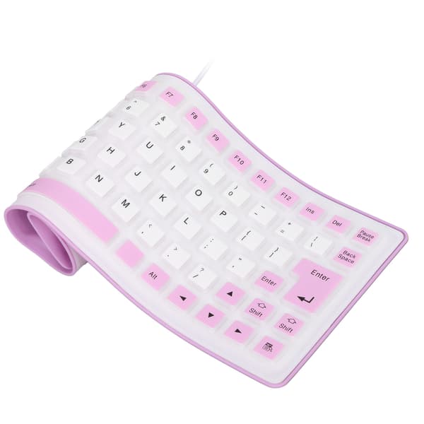 Silicone Keyboard Fully Sealed Design Lightweight Portable Silent Soft Comfortable USB Wired Silicone Keyboard for PC Purple