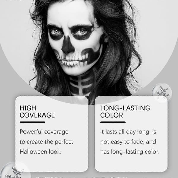 Halloween Sort & Hvid Klovne Make-up Creme Langtidsholdbar, Nem at Påføre, Tilpasselig Dækning