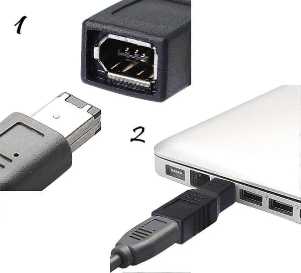 IEEE 1394 Type FireWire 400 til 800 6-bens hun til 9-bens han FW 800 han adapter (2-pak)