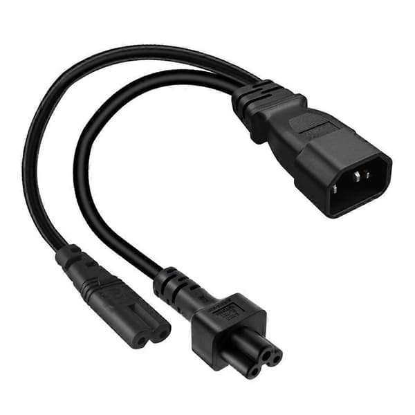 32cm IEC320 C14 til IEC320 C5+IEC320 C7 AC-strømforlengelseskabeladapter