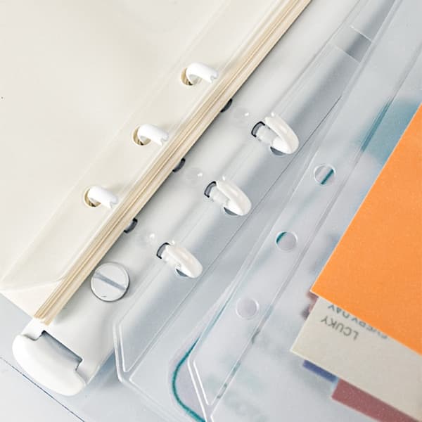 A5 Removable 6-Hole PP Binder Pockets 4-Compartment Frosted Matte Transparent 10-Pack for Notebooks and Planner Folders