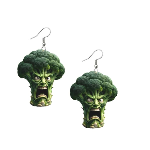 Broccoli Akryløreringe – Sjove Tegneserie Grøntsagsøreringe Søde 2D Smykkegaver