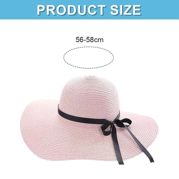Stråhatt, sommer, strandtur, bred brem, solbeskyttelse, rosa