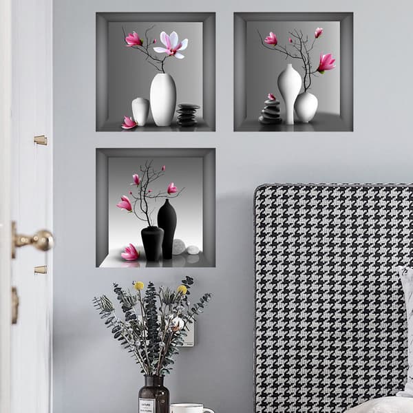 3 st Orkidé Canvas Tryckt Bild Elegant Träd i Vas Krans Målning Modernt Mönster Bild Heminredning Väggkonst Canvas Självhäftande Sovrum Hotell