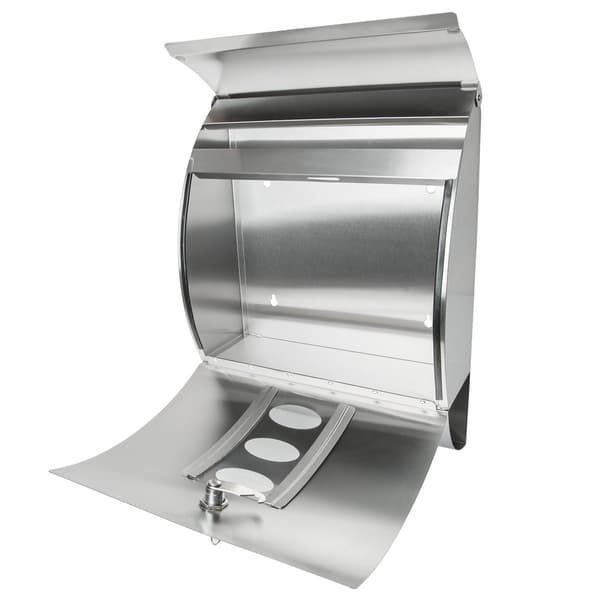 tectake Ruostumaton teräksinen postilaatikko, pyöristetty + sanomalehtiteline Hopea Hopea Silver Silver