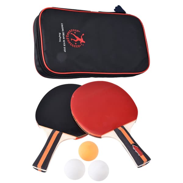 2 professionelle bordtennisbat bærbart sæt med taske og 3 bolde