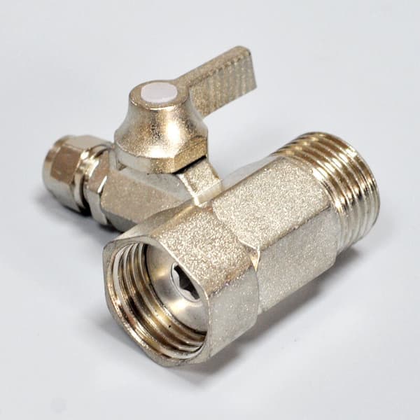 Shut-off valve, Shut-off valve T-adapter 3/8 x 3/8 x 1/4 for connecting 2 devices