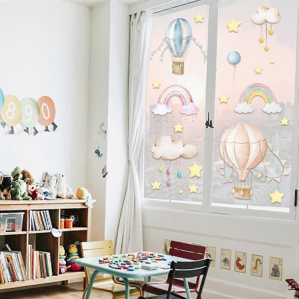 A set of luminous wall decals Rainbow Hot Air Balloons Clouds S