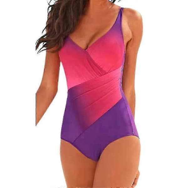 Monokini badedrakt for kvinner med polstret omslagsdesign for sommerstrand Gradient Purple M Gradient Purple M