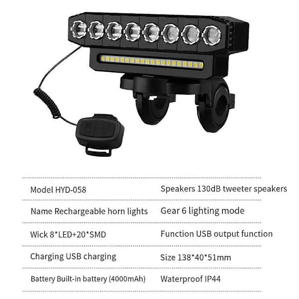 LED Sykkelhodelykt LED Lyslist Sykkel Frontlys, Stil 1