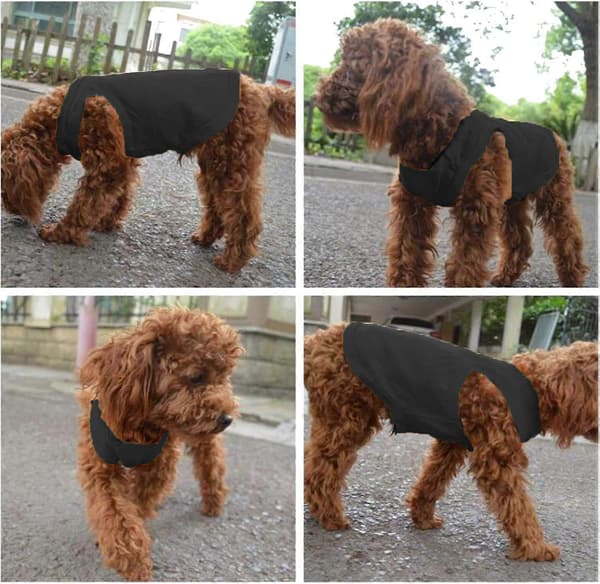 Hundetøj i bomuld, ensfarvede hunde-T-shirts, bløde og åndbare bomuldstrøjer velegnede til katte og hvalpe (2 stk.) (Small, Sort + Grå)