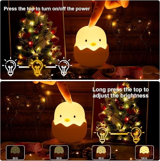 Night Light for Children, Rechargeable Night Light, Children's Night Light with Touch Dimmer Function, Portable Night Light for B