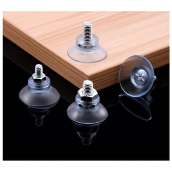 Suction Cups Ø 30 mm with M6x15mm Thread – 6-pack – Rubber Base for Smooth Surfaces – Screwless Installation Black