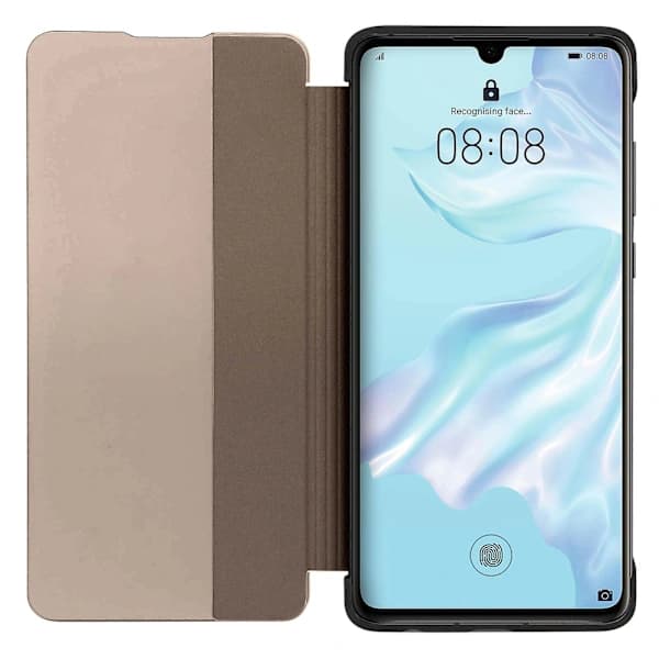 Etui til Huawei P30 Vindu Tidsvisning Videostativ Rosa