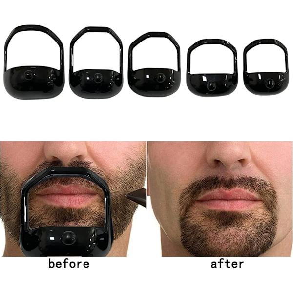 5 størrelser Herre Goatee Grooming Tool Set Sort Svart