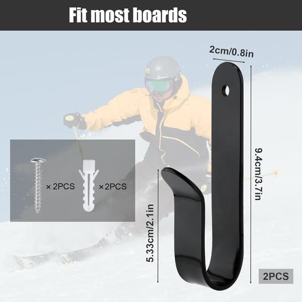 2 st Snowboard Wall Mount, Wall Mounting Clips Space Saving Design Set