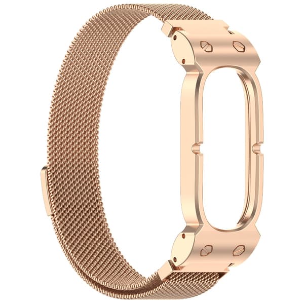 Magnetisk Milanese-rem i rustfrit stål kompatibel med Google Fitbit Air til hverdag og fest, rosaguld, justerbar længde 20.4cm x bredde 1.8cm