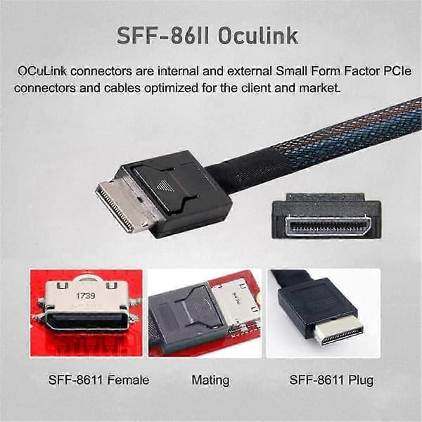 2230 NVMe M.2 Han til Oculink SFF-8612 SFF-8611 PCI-E4.0 67 Pin Hun Vertikal Værtsadapter til NV