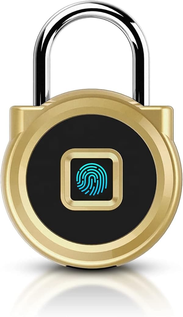 (Gold) P5 Biometric Waterproof USB Rechargeable Fingerprint Lock