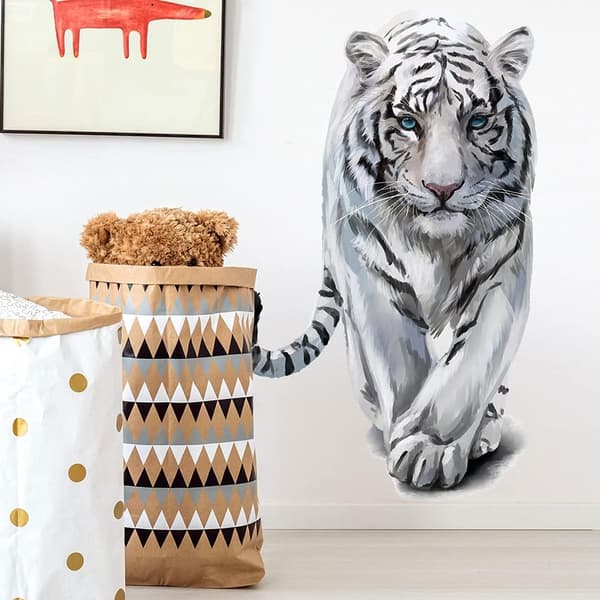 Natural Tiger Decal, Wild White Tiger Wall Decal, DIY Decorative
