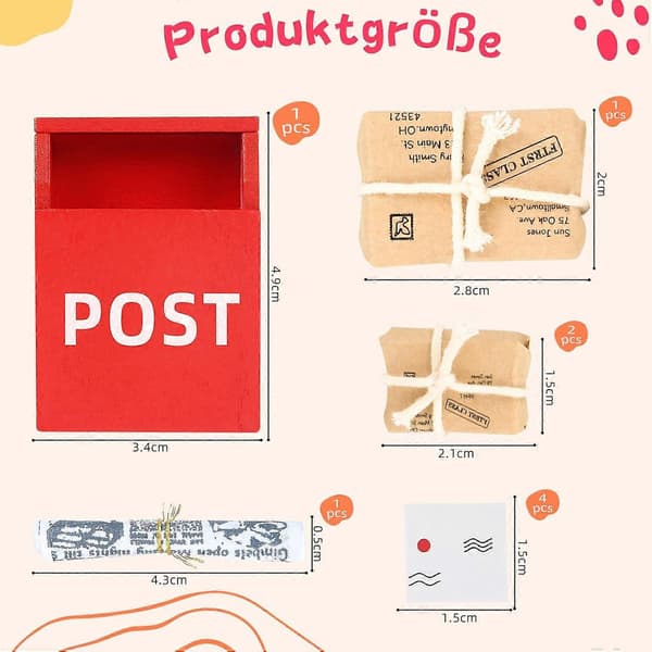 Elf Accessories Mailbox Elf Construction Site, 1/12 Miniature Newspaper Elf Mailbox Package Envelope Set for Dollhouse Room Decoration