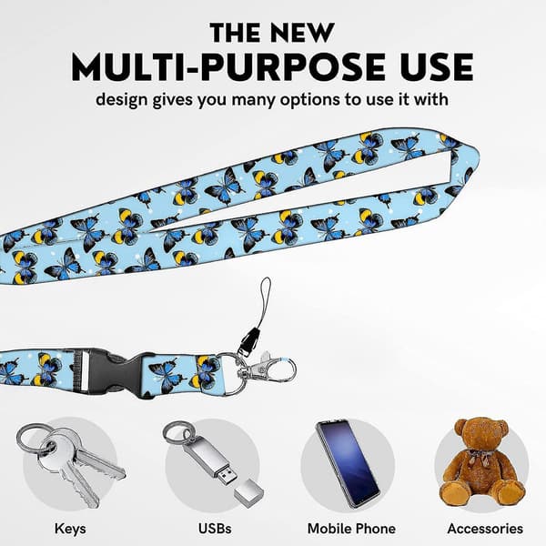 ID Card Holder with Various Pattern Prints, Slide Opening with Lanyard, Multiple Uses, Transparent Card Storage on One Side G G
