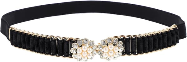 Midjebelte elegant med perler og rhinstein, justerbart for kvinner -