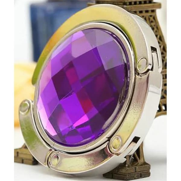 Round Portable Table Hanger for Handbag, Bag, Hook Holder, Table Hanger, Crystal Alloy, Foldable