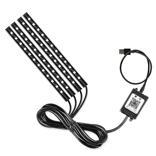 LED-stripe LED-interiørbelysning bil, 4 LED-striper