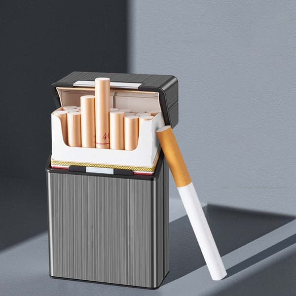 Metal Cigarette Case for 20 Regular Cigarettes - Magnetic Closure, Moisture-proof, Pressure-resistant and Shockproof Black