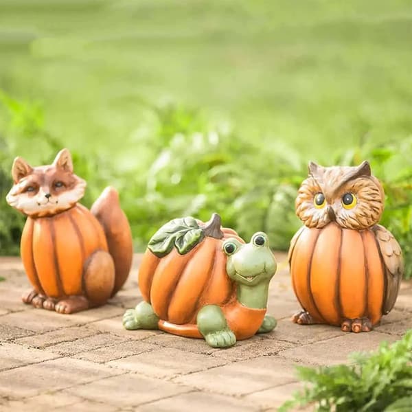 Creative Garden Autumn Pumpkin Owl Turtle Fox Sculpture Outdoor G