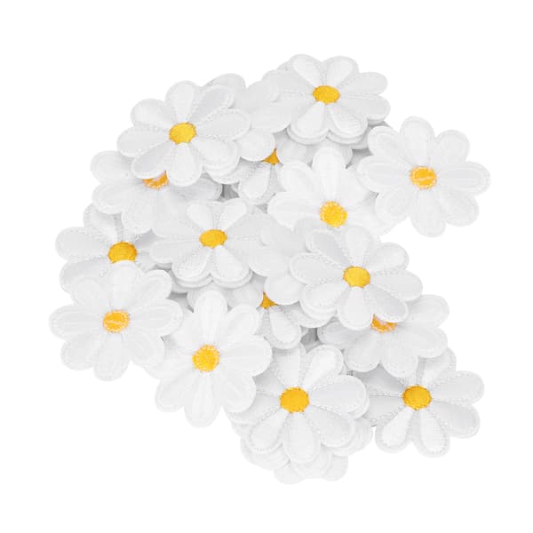 40 Daisy Pattern Embroidered Fabric Stickers, Iron-on Patches, DIY Backpack Clothing Accessories