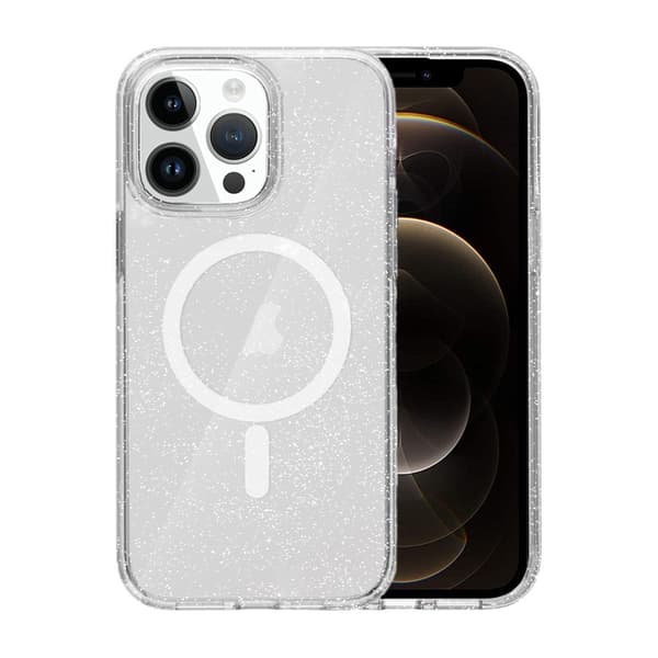 iPhone 12 Pro Max Mobildeksel Støtsikkert med Glitter - Gjennomsiktig Transparent transparent