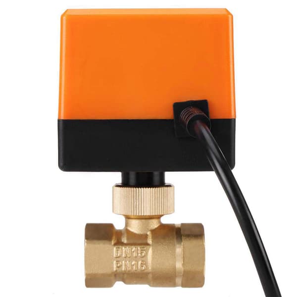 AC 220V Brass Electric Motorized Ball Valve 2-Way 3-Wire 1.6Mpa Thread DN15