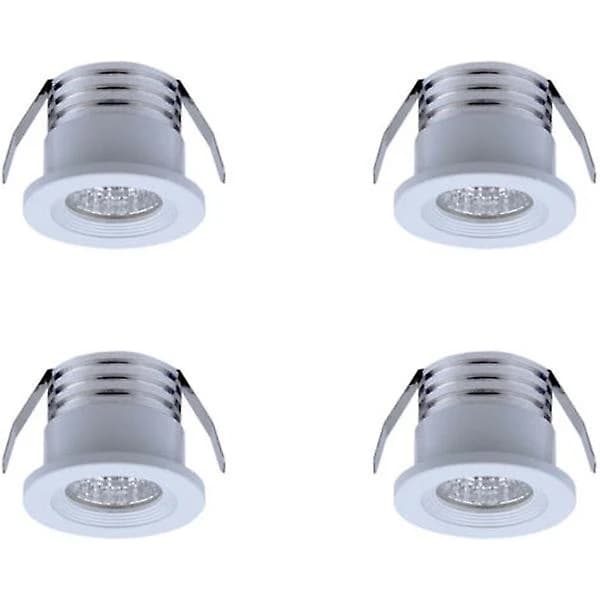 Sæt med 4 Mini Indbyggede LED-Spots, 3 W, Kold Hvidt Lys Hvid