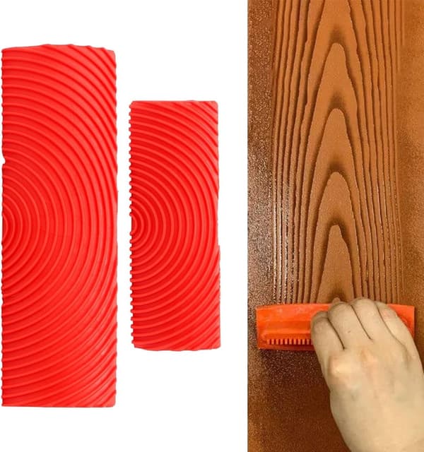 2-piece wood grain tool set, paint roller, wood grain effect, brush, rubber paint roller, wall and floor decoration material